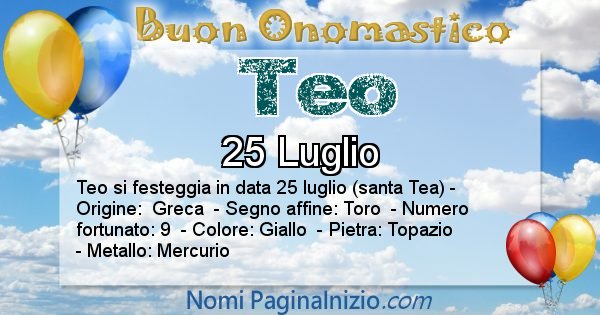 Teo - Onomastico del nome Teo