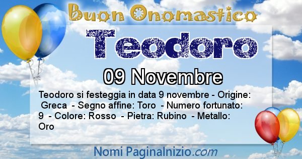 Teodoro - Onomastico del nome Teodoro