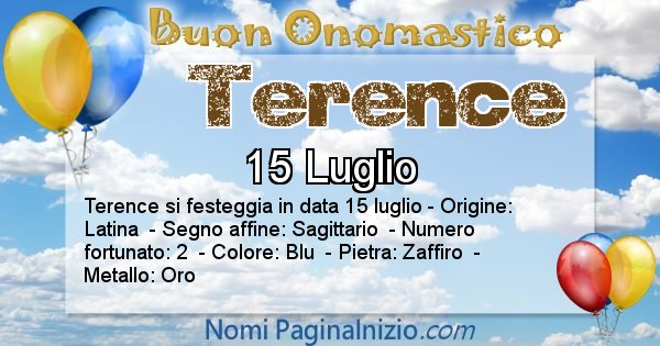 Terence - Onomastico del nome Terence