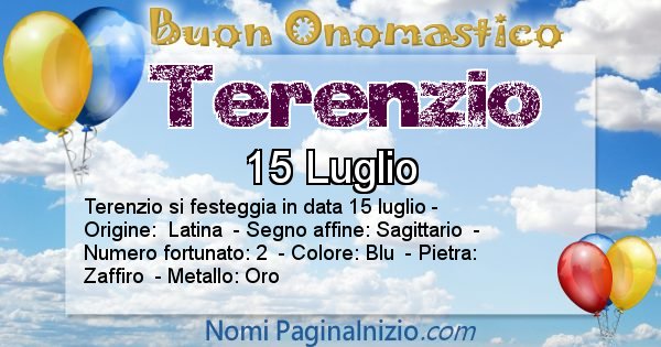 Terenzio - Onomastico del nome Terenzio