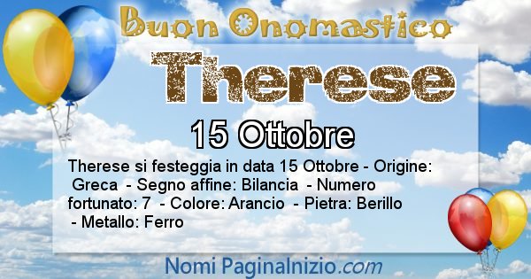 Therese - Onomastico del nome Therese