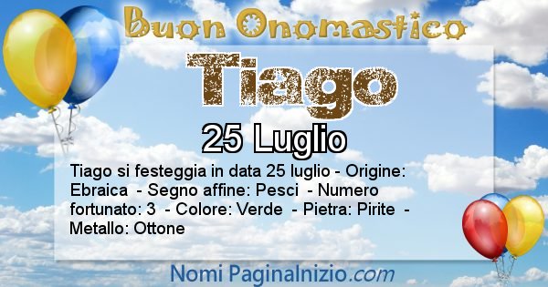 Tiago - Onomastico del nome Tiago