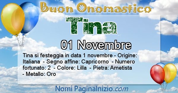 Tina - Onomastico del nome Tina