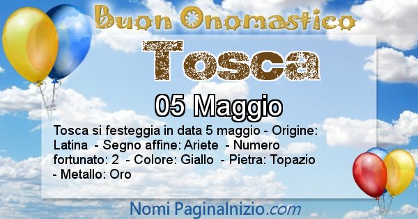 Tosca - Onomastico del nome Tosca