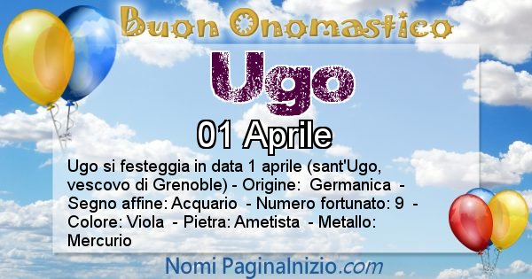 Ugo - Onomastico del nome Ugo