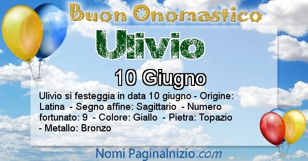 Ulivio - Onomastico del nome Ulivio