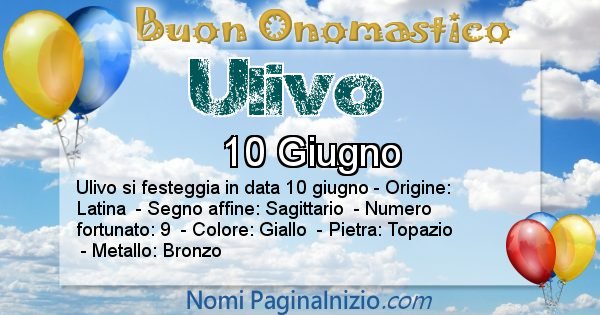 Ulivo - Onomastico del nome Ulivo