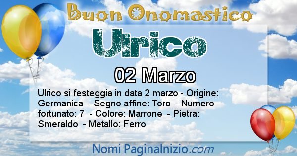 Ulrico - Onomastico del nome Ulrico