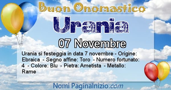 Urania - Onomastico del nome Urania