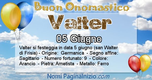 Valter - Onomastico del nome Valter