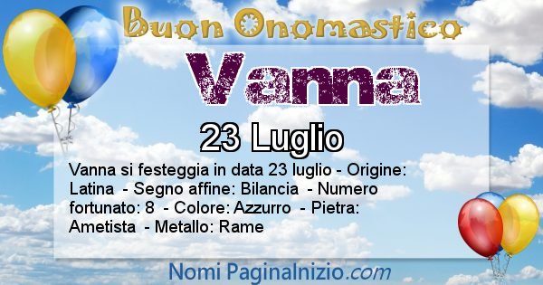 Vanna - Onomastico del nome Vanna