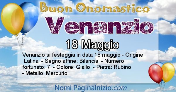 Venanzio - Onomastico del nome Venanzio