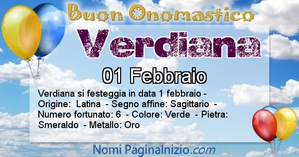 Verdiana - Onomastico del nome Verdiana