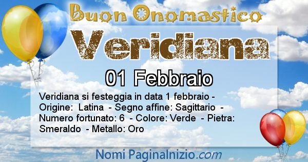 Veridiana - Onomastico del nome Veridiana