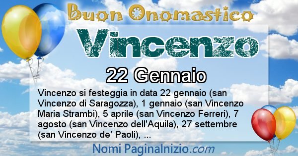 Vincenzo - Onomastico del nome Vincenzo