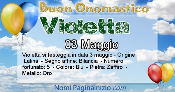 Violetta - Onomastico del nome Violetta