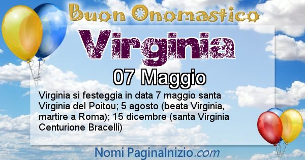 Virginia - Onomastico del nome Virginia