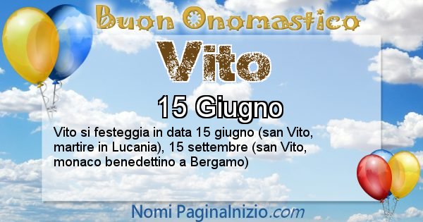 Vito - Onomastico del nome Vito