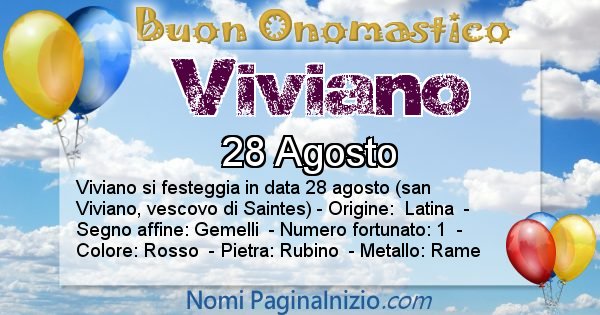 Viviano - Onomastico del nome Viviano