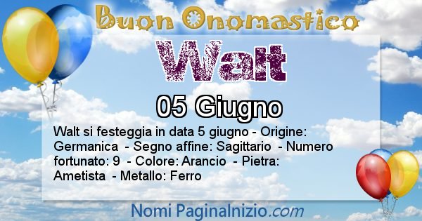 Walt - Onomastico del nome Walt