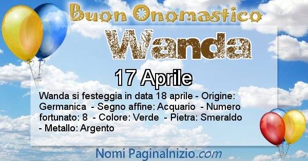 Wanda - Onomastico del nome Wanda