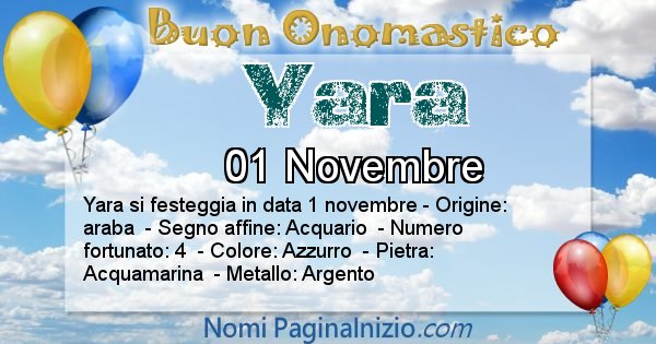 Yara - Onomastico del nome Yara