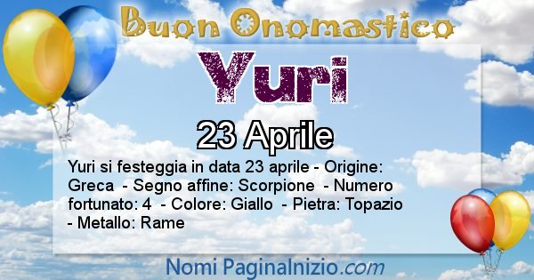 Yuri - Onomastico del nome Yuri