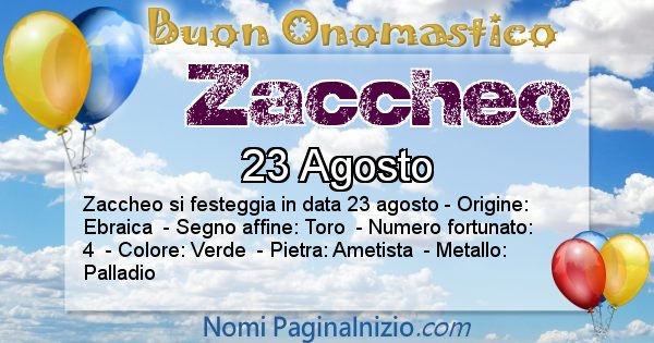 Zaccheo - Onomastico del nome Zaccheo