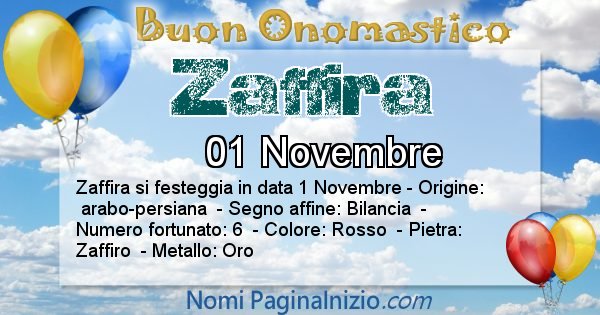 Zaffira - Onomastico del nome Zaffira