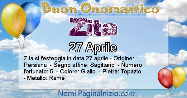 Zita - Onomastico del nome Zita