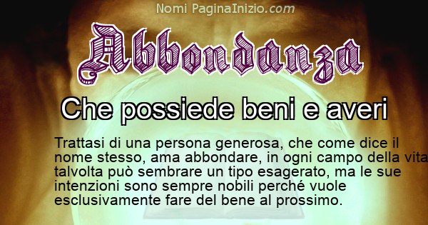 Abbondanza - Significato reale del nome Abbondanza