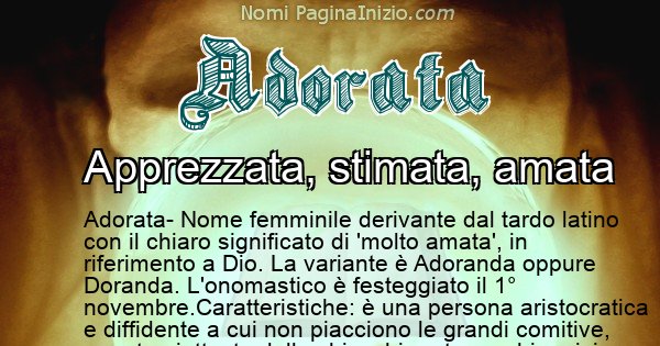 Adorata - Significato reale del nome Adorata