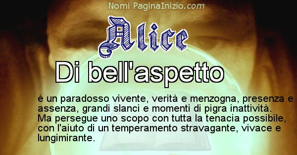 Alice - Significato reale del nome Alice