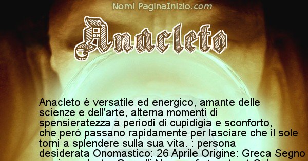Anacleto - Significato reale del nome Anacleto
