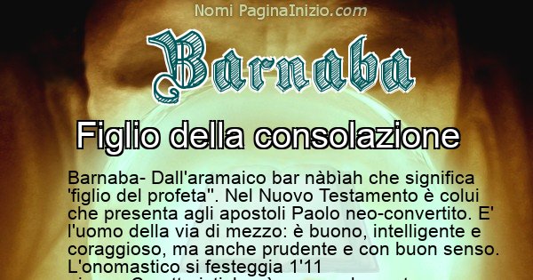 Barnaba - Significato reale del nome Barnaba