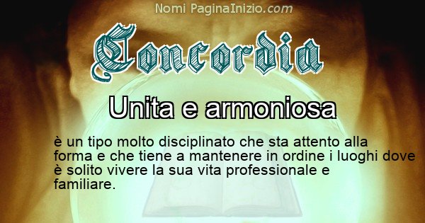 Concordia - Significato reale del nome Concordia