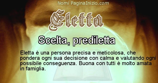 Eletta - Significato reale del nome Eletta