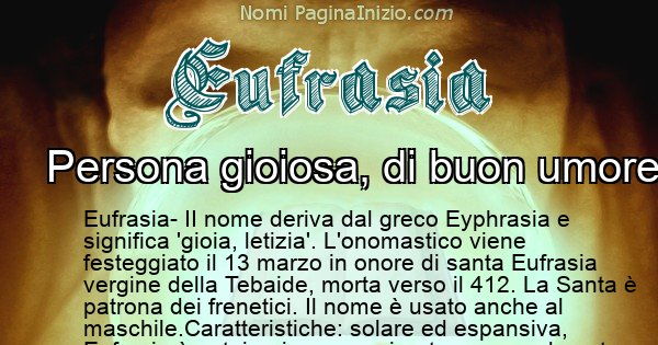 Eufrasia - Significato reale del nome Eufrasia