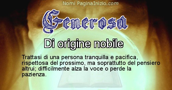 Generosa - Significato reale del nome Generosa