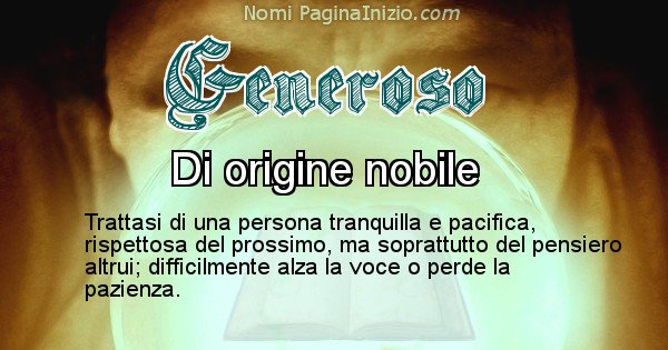 Generoso - Significato reale del nome Generoso