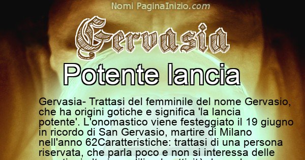 Gervasia - Significato reale del nome Gervasia