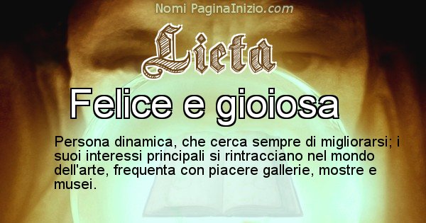 Lieta - Significato reale del nome Lieta