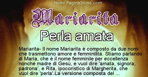 Mariarita - Significato reale del nome Mariarita