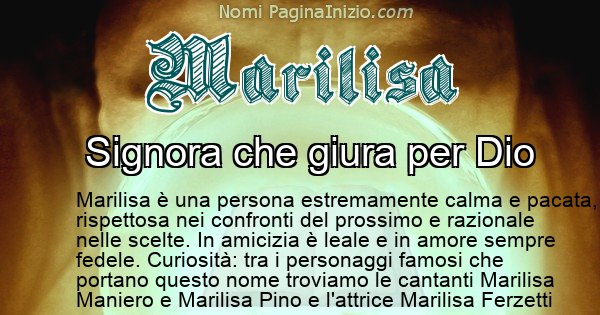 Marilisa - Significato reale del nome Marilisa