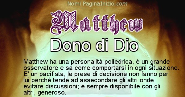 Matthew - Significato reale del nome Matthew