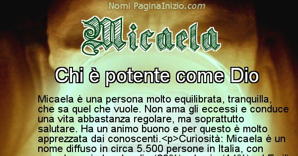 Micaela - Significato reale del nome Micaela