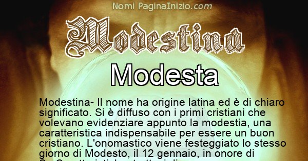 Modestina - Significato reale del nome Modestina