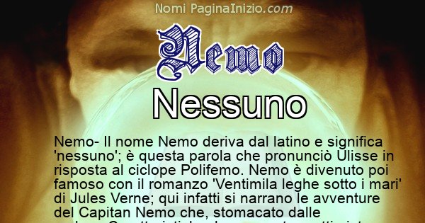 Nemo - Significato reale del nome Nemo