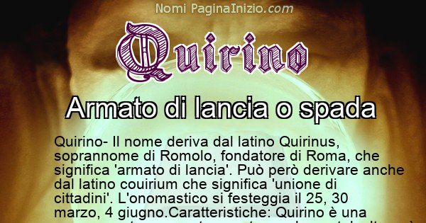 Quirino - Significato reale del nome Quirino