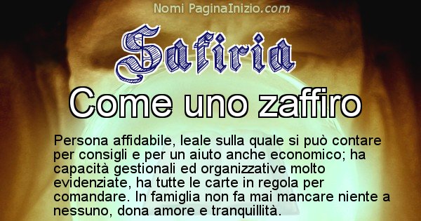 Safiria - Significato reale del nome Safiria